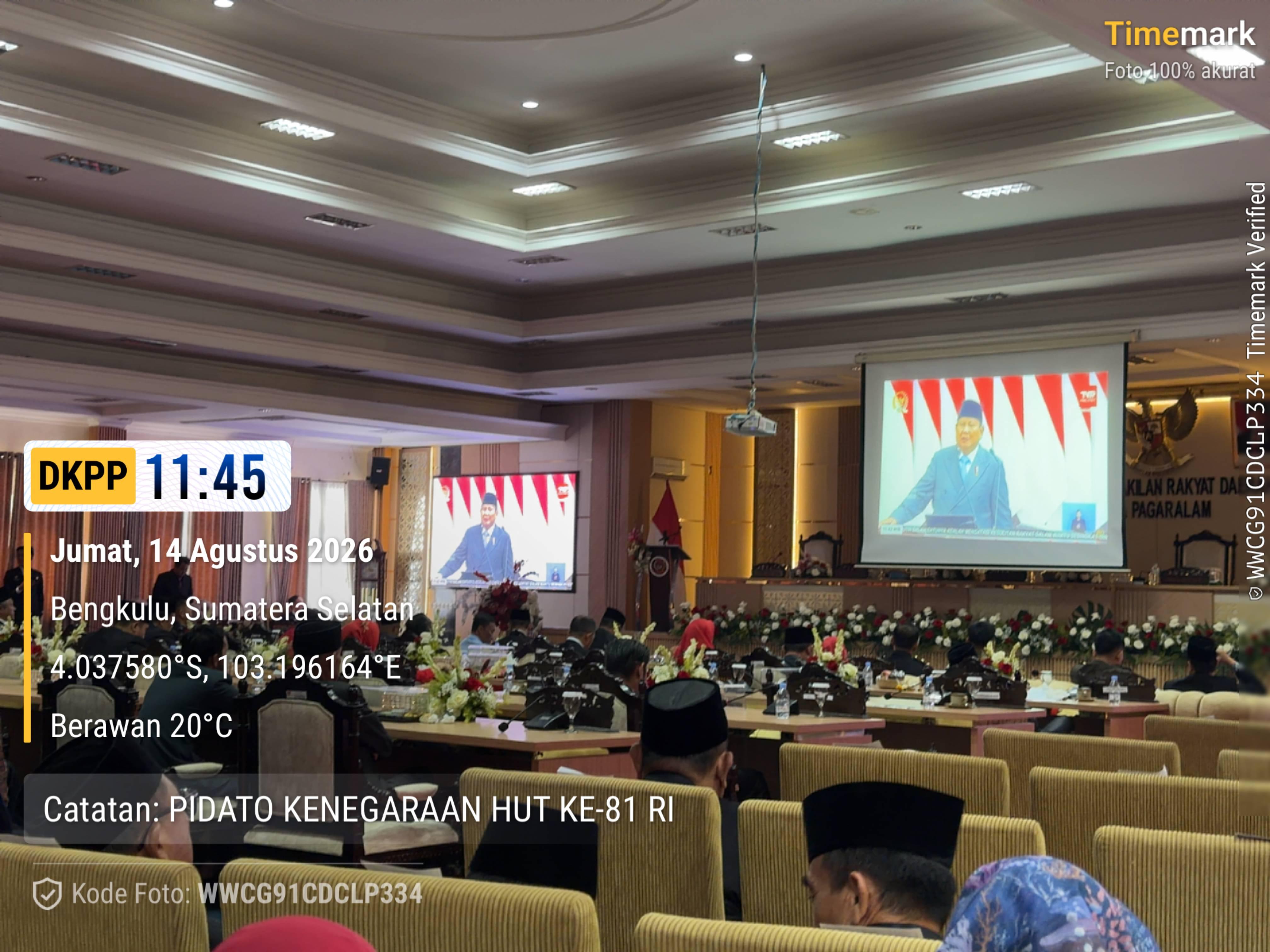 Kepala Dinas Ketahanan Pangan dan Perikanan Hadiri Paripurna Pidato Kenegaraan HUT RI 2026
