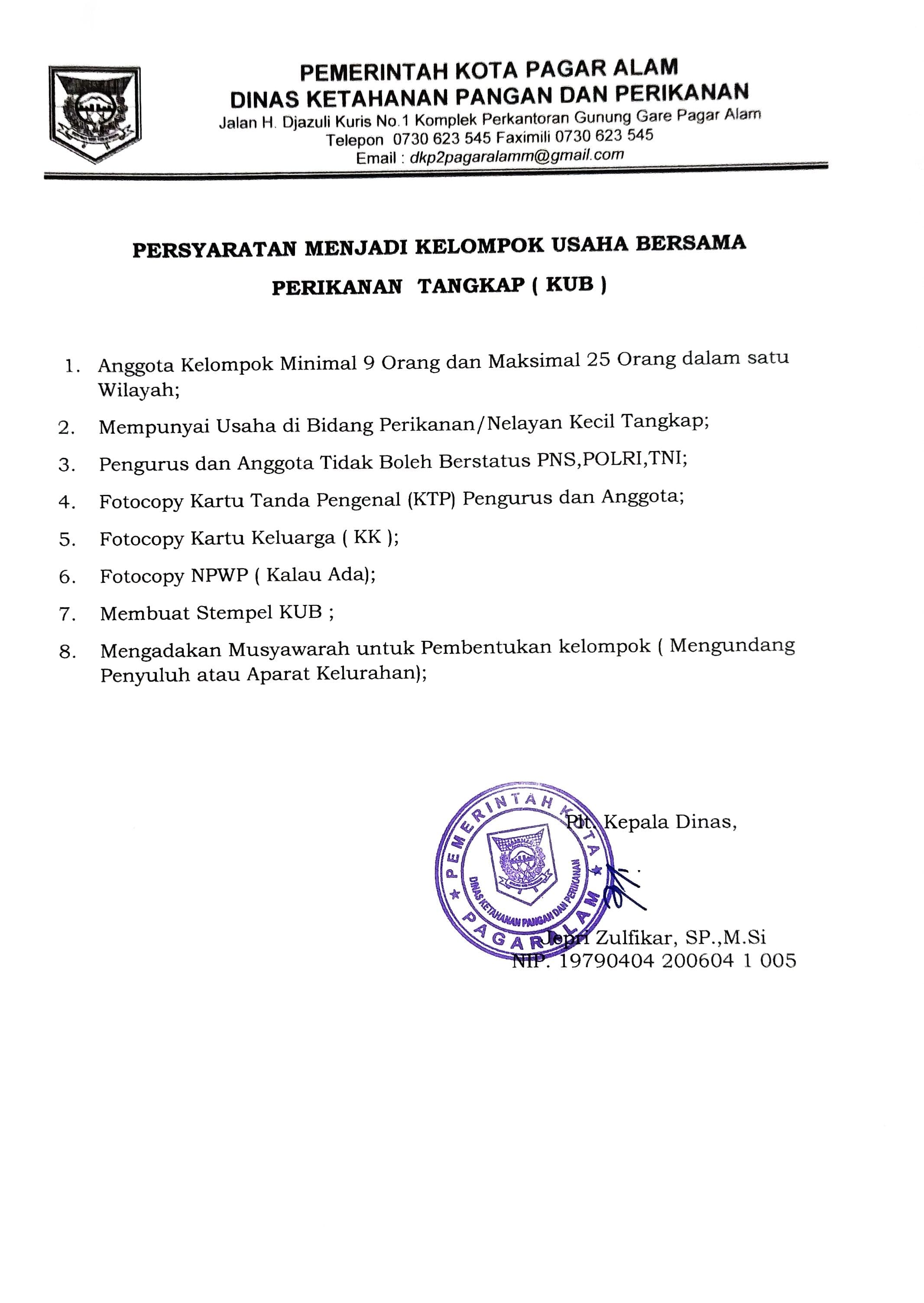 Persyaratan Menjadi Kelompok Usaha Bersama Perikanan Tangkap (KUB)