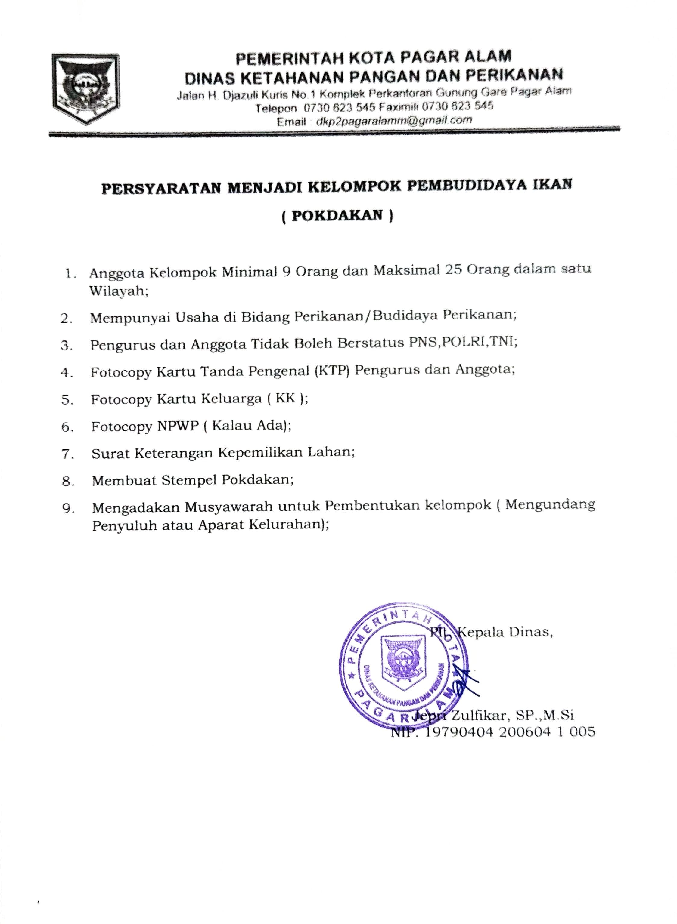 Persyaratan Menjadi Kelompok Pembudidaya Ikan (POKDAKAN)