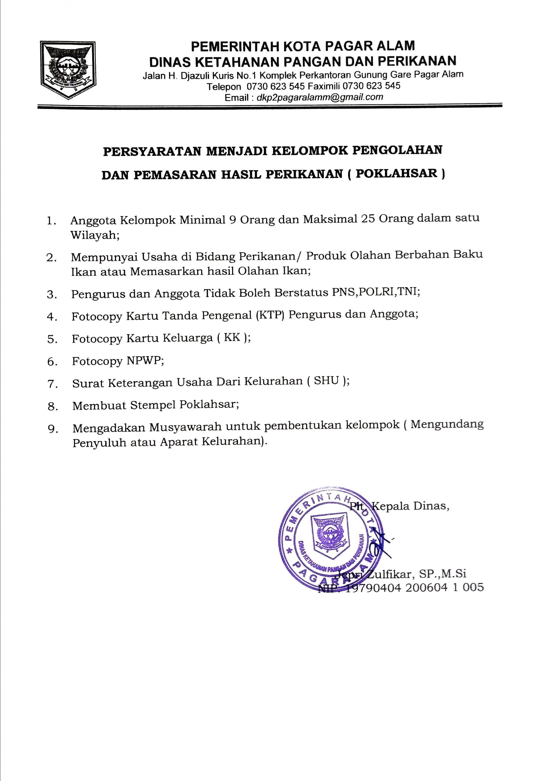 Persyaratan Menjadi Kelompok Pengolahan dan Pemasaran Hasil Perikanan (POKLAHSAR)