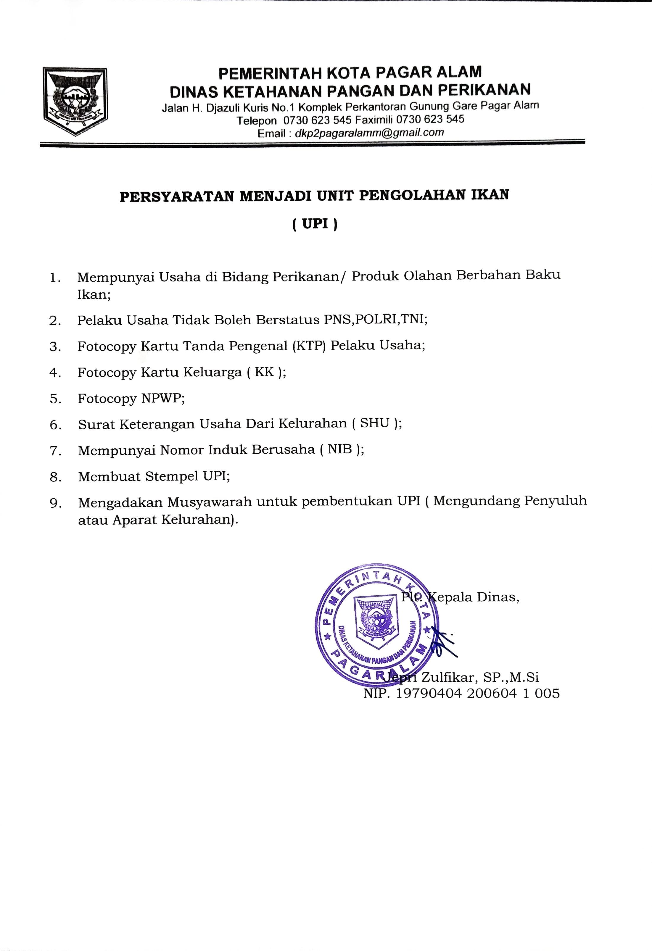 Persyaratan Menjadi Unit Pengolahan Ikan (UPI)