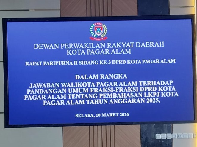 RAPAT PARIPURNA II SIDANG KE 3 DPRD KOTA PAGAR ALAM