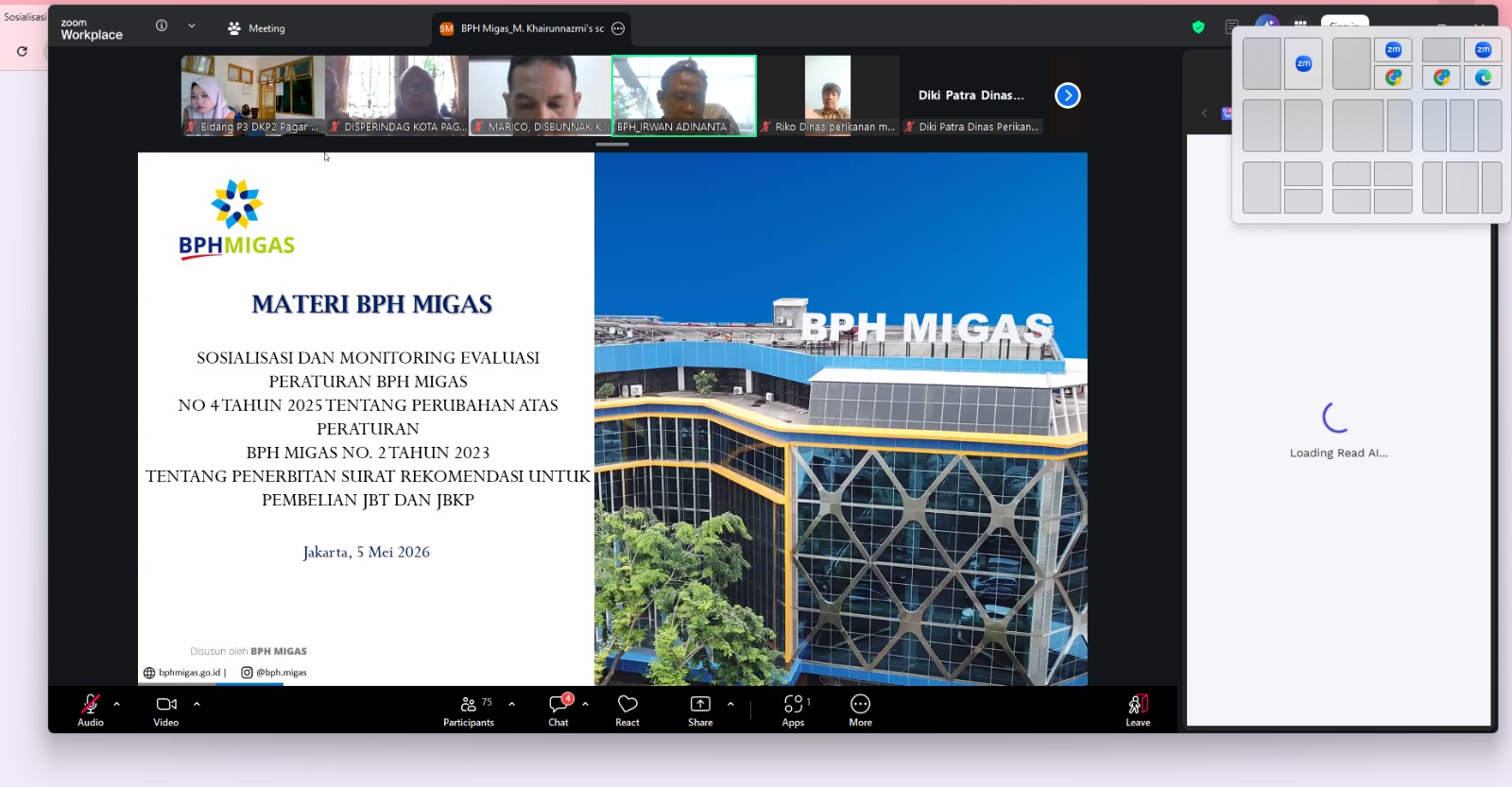 DKPP Pagar Alam Ikuti Zoom Meeting Rakor XSTAR Tahap V untuk Penyaluran BBM Subsidi