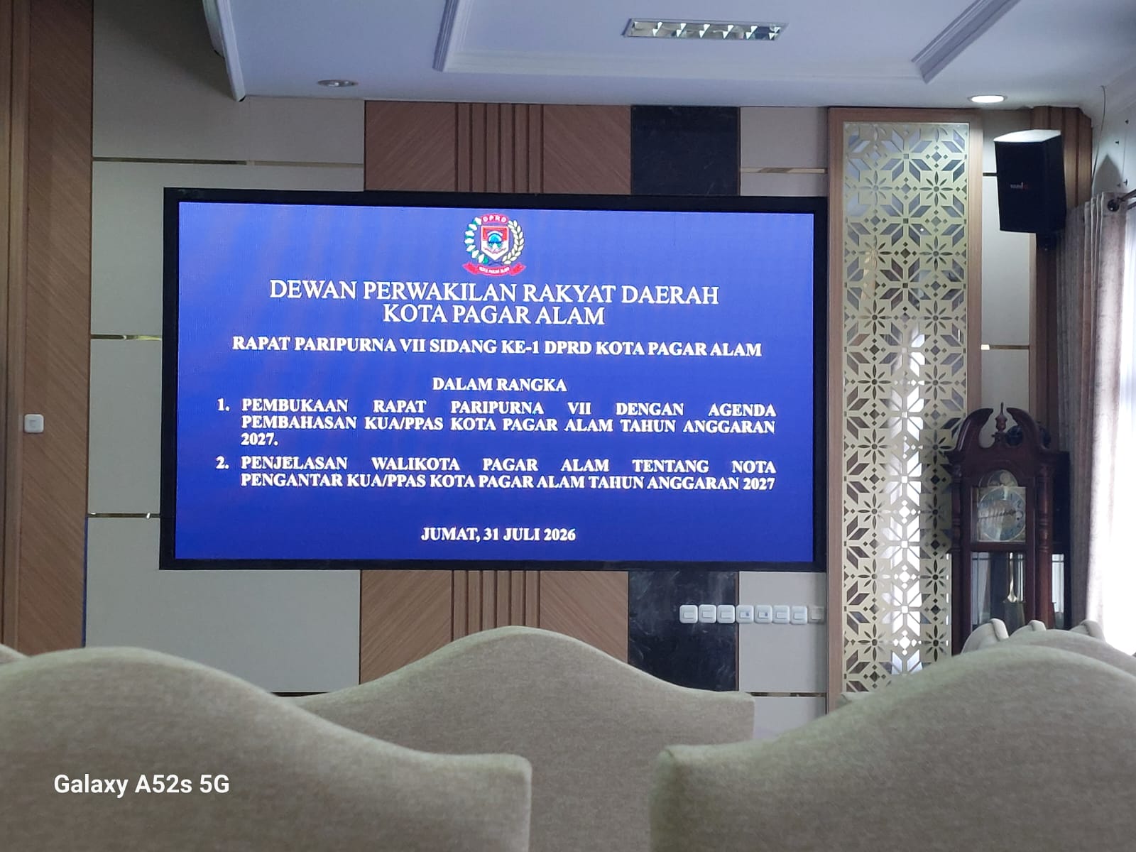 RAPAT PARIPURNA VII SIDANG KE - 1 DPRD KOTA PAGAR ALAM
