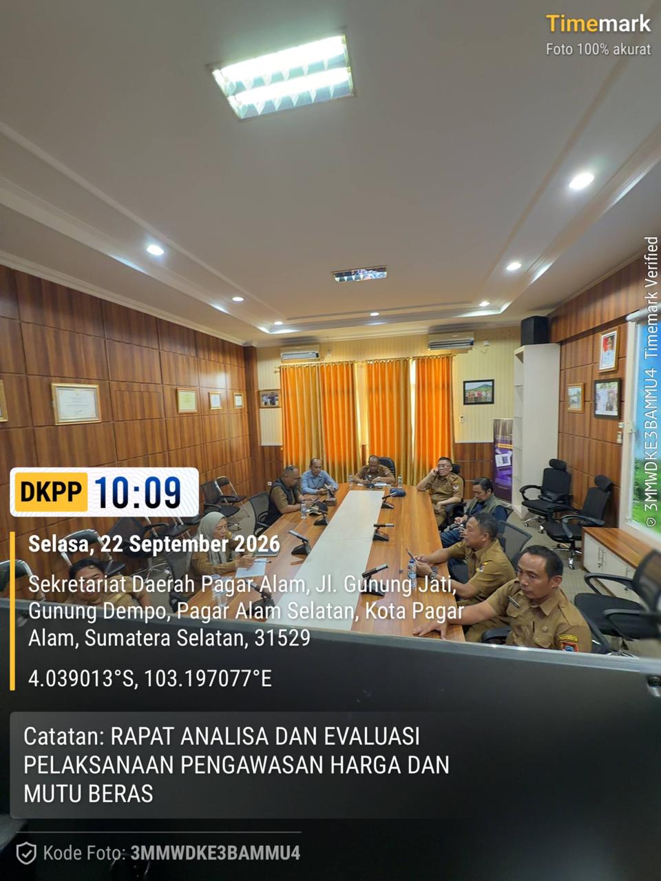 Tim Satgasda Pagar Alam Ikuti Rapat Analisa dan Evaluasi Pengawasan Harga dan Mutu Beras Tahun 2026