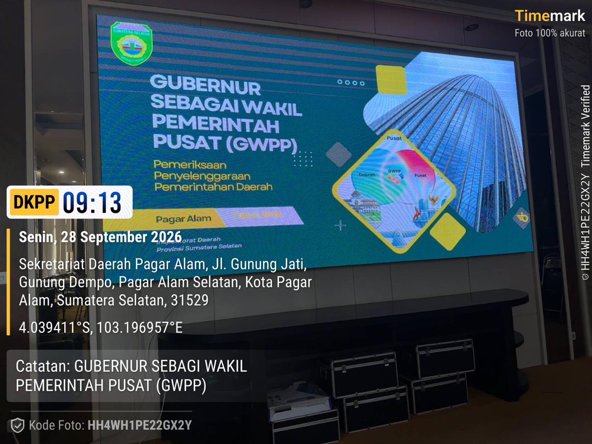 DKPP KOTA PAGAR ALAM IKUTI PEMERIKSAAN PENYELENGGARAAN PEMERINTAHAN DAERAH TERKAIT GUBERNUR SEBAGAI WAKIL PEMERINTAH PUSAT (GWPP) TAHUN 2026 PAGAR ALAM